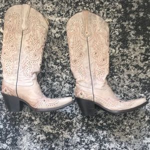 Corral Ladies Bone Wing Tip & Stud Tall Boots